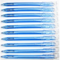 10 x CLEAR CLIP Blue Retractable Ball Point Pen 0.5mm Pack Set