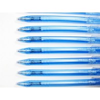 10 x CLEAR CLIP Blue Retractable Ball Point Pen 0.5mm Pack Set