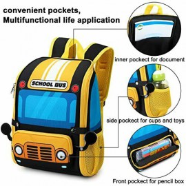 Kids Backpack for Boys Girls Preschool Bookbags 3D Cartoon Yellow and Blue Kids Backpack for Boys Girls Preschool Bookbags 3D Cartoon Yellow and Blue