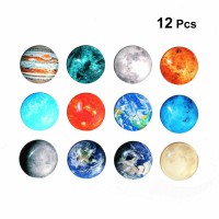 12pcs Refrigerator Magnets Decorative Glass Round Fridge Magnets for Office Home (12pcs per 1 pack)