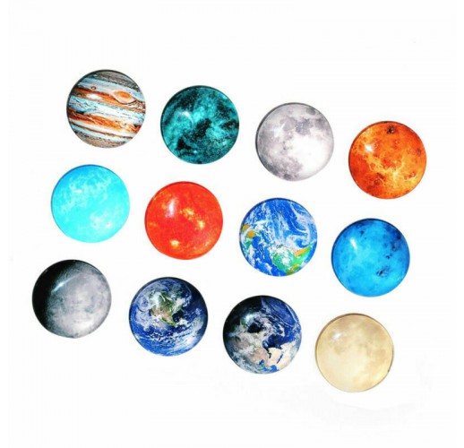 12pcs Refrigerator Magnets Decorative Glass Round Fridge Magnets for Office Home 