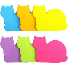 Cute Cat Sticky Notes 6 Color Bright Colorful Sticky Pad 75 Sheets/Pad Self-Stick Cute Cat Sticky Notes 6 Color Bright Colorful Sticky Pad 75 Sheets/Pad Self-Stick
