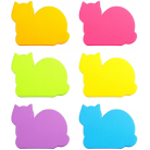 Cute Cat Sticky Notes 6 Color Bright Colorful Sticky Pad 75 Sheets/Pad Self-Stick