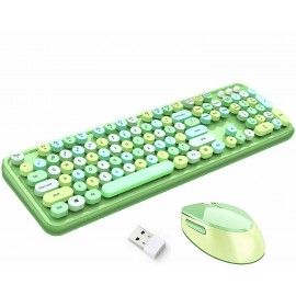 Wireless Keyboard and Mouse Combo Ergonomic Full-Sized 104-Key Cute Round (Green) Wireless Keyboard and Mouse Combo Ergonomic Full-Sized 104-Key Cute Round (Green)
