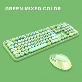 Wireless Keyboard and Mouse Combo Ergonomic Full-Sized 104-Key Cute Round (Green) Wireless Keyboard and Mouse Combo Ergonomic Full-Sized 104-Key Cute Round (Green)