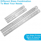 Metal Ruler, Steel Ruler with Inch and Metric, Stainless Steel Ruler Set (4PCS PACK)