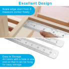 Metal Ruler, Steel Ruler with Inch and Metric, Stainless Steel Ruler Set (4PCS PACK)