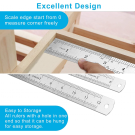 Metal Ruler, Steel Ruler with Inch and Metric, Stainless Steel Ruler Set (4PCS PACK) Metal Ruler, Steel Ruler with Inch and Metric, Stainless Steel Ruler Set (4PCS PACK)