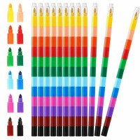 12 Pieces Stacking Crayons Buildable Crayons Colorful Crayon for Kids School