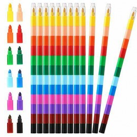 12 Pieces Stacking Crayons Buildable Crayons Colorful Crayon for Kids School 12 Pieces Stacking Crayons Buildable Crayons Colorful Crayon for Kids School