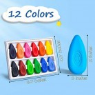 Washable Toddler Crayons, 12 Colors Water-Drop Shape Crayons Bulk for Kids, Non