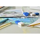 Two-Tone White & Blue Vinyl Soft Pencil Mark Eraser Rubber for School (8 pack)